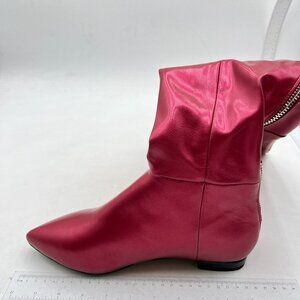 Wine Red Over The Knee High Boots Pointed Toe Flat Comfortable Back Zipper Shoes